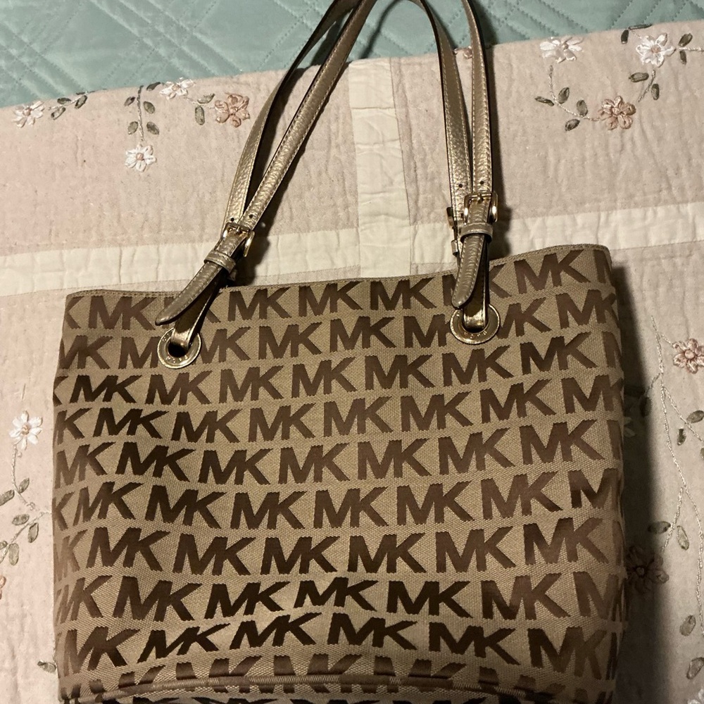 Michael Kors Tan and Brown Logo Tote